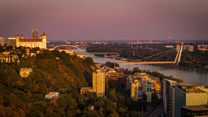 Canvas Print - sunset over Bratislava, Slovakia