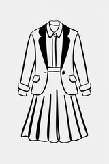 Sticker - A stylish womens suit jacket and pleated skirt ensemble