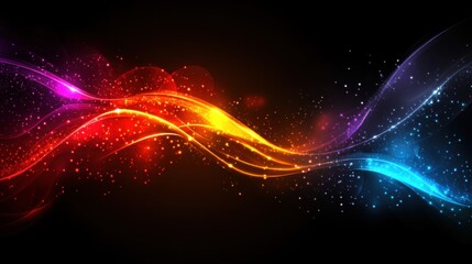 Wall Mural - Colorful Abstract Wave Design with Light Trails and Sparkles