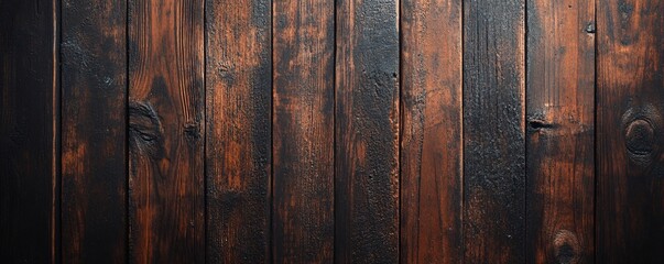 Aufkleber - Rustic background texture of dark brown wooden planks showing knots and wood grain
