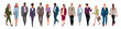 © Creative_Juice_Art - Business people walking. Vector illustration of diverse cartoon men and women of various ethnicities, ages and body type in office outfits. Big Set of different business characters. Isolated on white.