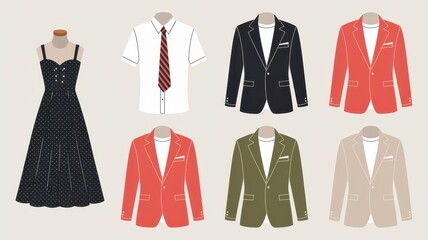 Wall Mural - Stylish Clothing Options Dress Shirt Jackets And Tie