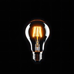 Glowing Filament Bulb on Black Background | Retro Lighting Style