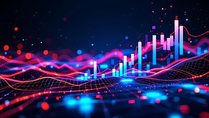 Wall Mural - abstract digital chart background, stock business graph, statistics and diagram about data exchange 