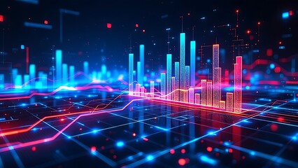 Wall Mural - abstract digital chart background, stock business graph, statistics and diagram about data exchange 