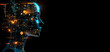 © Naz - A futuristic digital silhouette of artificial intelligence technologie, smoke, fire, light, black