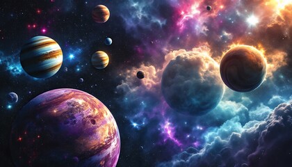 cosmic dance: a symphony of planets and nebulae