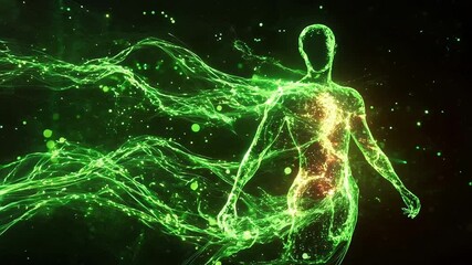 Wall Mural - Dynamic Glowing Energy Figure in Futuristic Animation