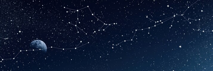 Poster - Captivating starry night sky with full moon and bright constellations illuminating the darkness. Generative AI