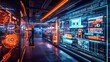© Kitta Studio - Futuristic Data Center with High-Tech Screens and Neon Lights