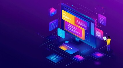 Modern User Interface Design Illustrates Digital Innovation