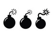 © korban - bomb with burning fuse flat icon set silhouette vector illustration on white background
