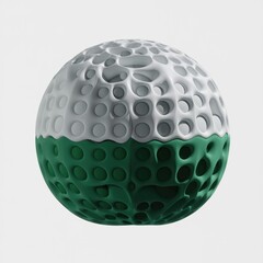 Aufkleber - A 3D rendered sphere with a textured surface, half white and half green, showing a unique pattern of holes.