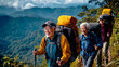 © Alexandra Khaikonen - Asian Senior Group Hiking Together Through Scenic Mountain Trails