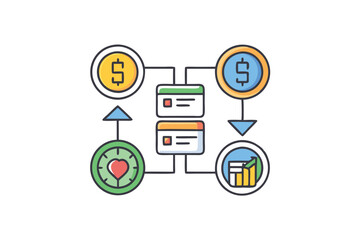 Wall Mural - Business and financial exchange icon pack, Modern editable stroke exchange icons set for finance, communication, and global connections in vector design