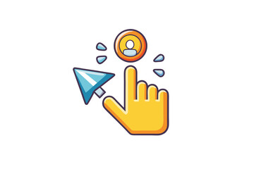 Wall Mural - Circular click icons in red, green, and blue with outlined hand symbols, ideal for indicating selection or interaction in UI/UX design