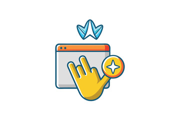 Wall Mural - Hand pointing icons in green, red, and blue with ripple effects, symbolizing interaction or touch gestures for user interface elements