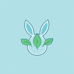 Sticker - Easter bunny egg eco leaves design, spring background, logo