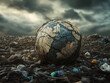 © Cedric - Erdkugel auf Müllhalde, Symbol für Umweltprobleme und globale Verantwortung