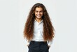 © iushakovsky - Male portrait with long hair and warm smile