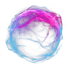 Aufkleber - Glowing electric blue and magenta energy sphere with neon like light effects, featuring dynamic swirling patterns and futuristic, vibrant design on transparency background
