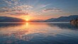 © growth - sunset over the sea Panorama of beautiful sunrise over lake