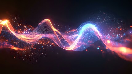 Wall Mural - abstract glowing waveforms with dynamic peaks and radiant light effects, blending seamlessly into a 