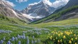 © growth - meadow with flowers Idyllic mountain scenery in the Alps with blooming meadows in springtime