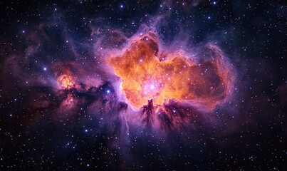 Wall Mural - Cosmic nebula: vibrant colors, stellar birth.