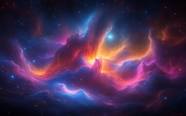 Wall Mural - vibrant nebula with cosmic dust and glowing gas clouds.