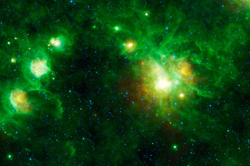 Wall Mural - green space nebula with stars. elements of this image furnished by nasa