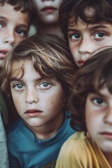 Wall Mural - Children with Serious Expressions Posing for the Camera in Natural Light