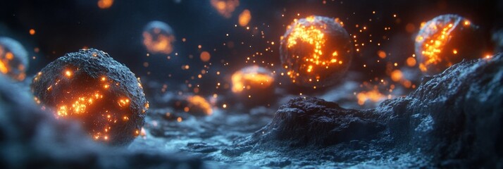 Aufkleber - Viruses actively invade cells in a detailed microscopic view showcasing cellular interaction. Generative AI