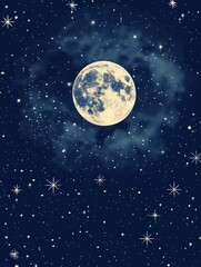 Poster - Exploring the beauty of the starry night sky with bright constellations and a radiant full moon illuminating the darkness. Generative AI