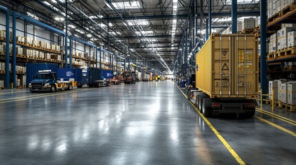 Aufkleber - Optimizing freight scheduling in urban warehouses aerial view of clean logistics facilities