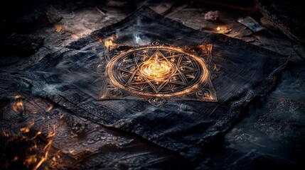 Aufkleber - Mystical seven-headed naga yantra glowing at the ancient site spiritual art dark environment close-up enigmatic vibes