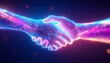 © Amazing AI imge - An innovative visualization of a digital handshake, where two abstract hands made of data constructs meet in a luminous space, symbolizing the trust and security in data exchange connections