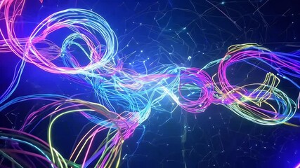 Wall Mural - business background created technology cables intense trends optical electric fiber coloured led col