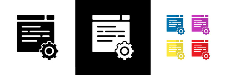 Testing and Optimisation Icons. Black, White and Colorful