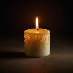 A glowing candle flame pierces the darkness, its light a beacon of hope in the black night