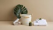 © Media Srock - White bucket towels and leaf spa setting