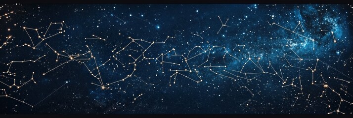 Aufkleber - Majestic starry night sky illuminated by a full moon with visible constellations across the vast universe. Generative AI