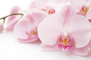 Canvas Print - Delicate Pink Orchid Blossoms Close Up Perfect for Floral Art and Decoration Themes : Generative AI