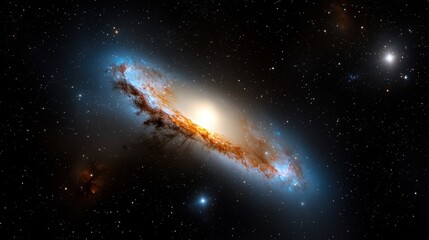 Wall Mural - a spiral galaxy with a bright yellow sun in the center