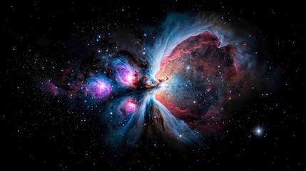 Wall Mural - a colorful nebula in space with a star in the middle
