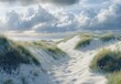 © matoya - Coastal dune path, sunlit sand, dramatic clouds, ocean view, travel