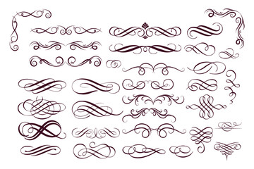 Wall Mural - swirl ornament strokes. filigree swirl decoration, vintage scroll swirls. hand-drawn curly line divi