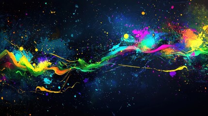 Wall Mural - Colorful lightbulb idea with abstract energy and vibrant paint streaks