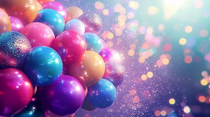 Colorful balloons with bokeh background.