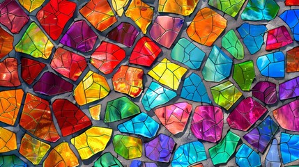 Poster - Vibrant abstract stained glass mosaic pattern for a captivating colorful backdrop